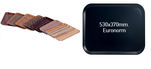 Dienbladen Camtray houtmotief afm, 530x370mm. - Euronorm